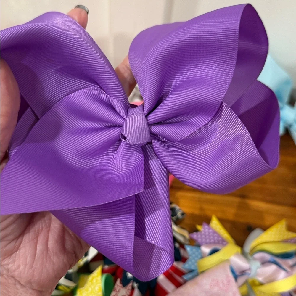 Colorful Fabric Hair Bow Collection Lot of 21